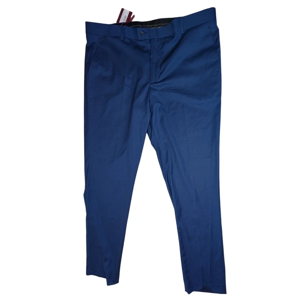 Wessi Mens Lim Fit Dress Trousers Blue Poly Viscose Blend Size‎ US 42 x31